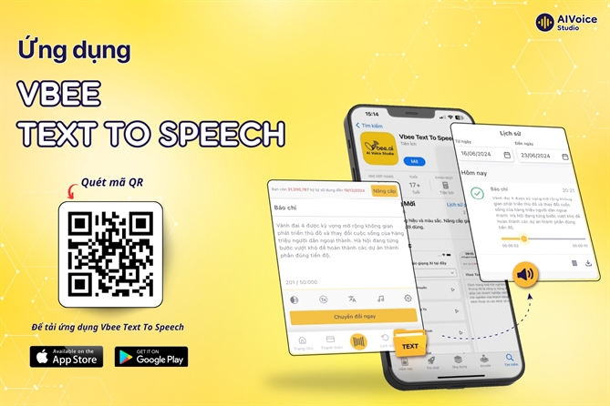 Ứng dụng di động Vbee Text To Speech. Ảnh: Vbee.