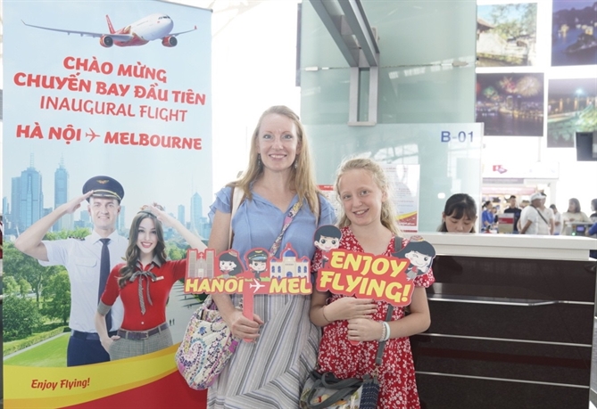 Khai trương dường bay Hà Nội - Melbourne, Vietjet là hãng hàng không khai thác nhiều đường bay nhất giữa Việt Nam và Australia. Ảnh: H.T