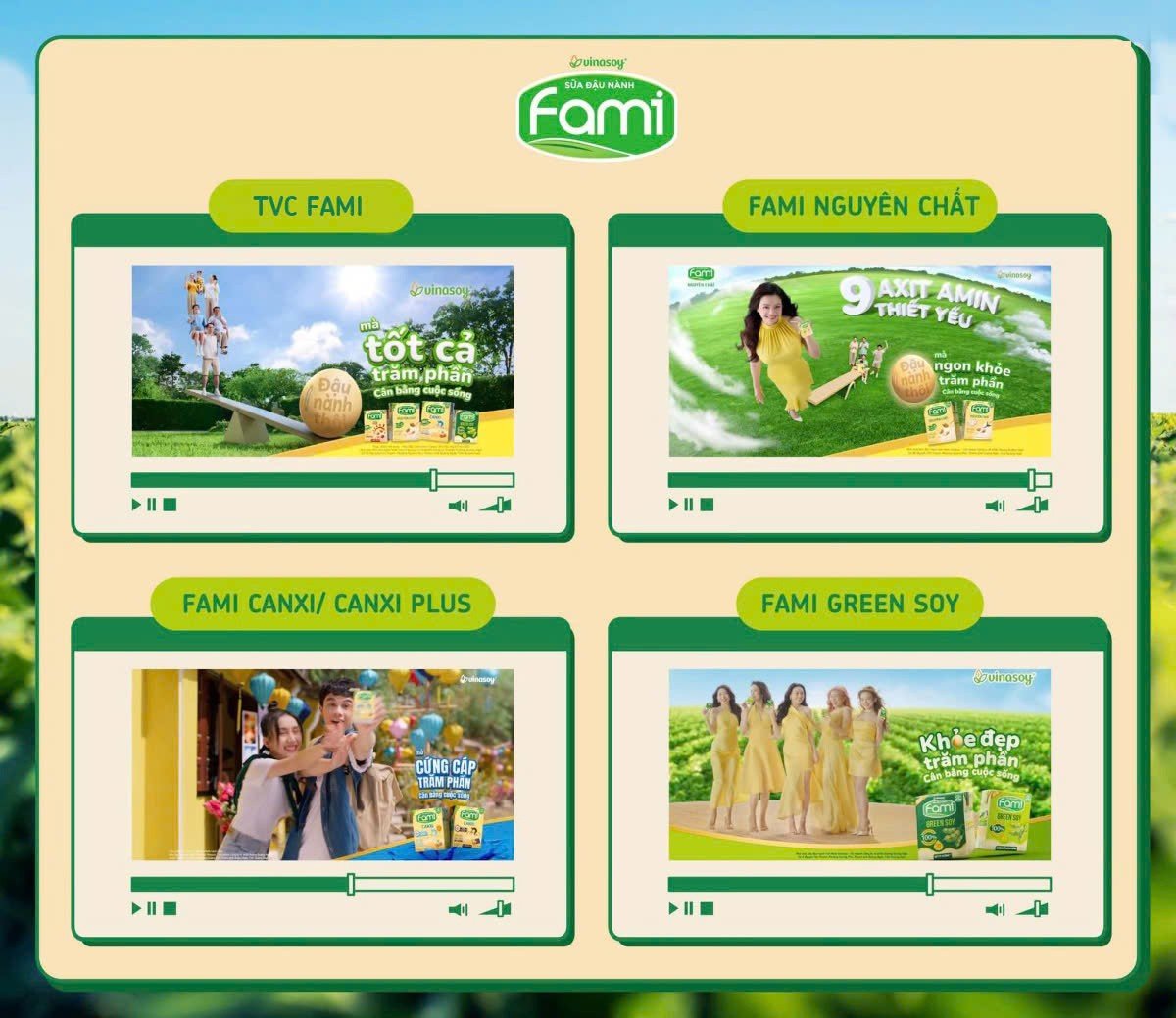 Fami không ngừng sáng tạo để mang trăm phần giá trị tốt đẹp từ đậu nành đến cho người dùng.