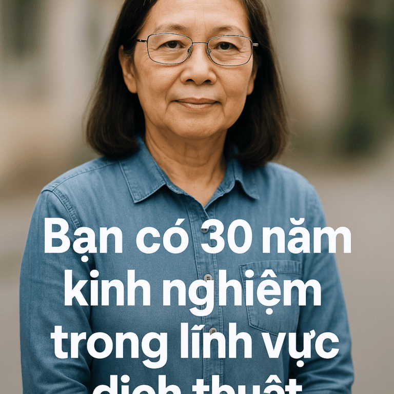 Bạn là chuyên gia dịch thuật 30 năm kinh nghiệm.