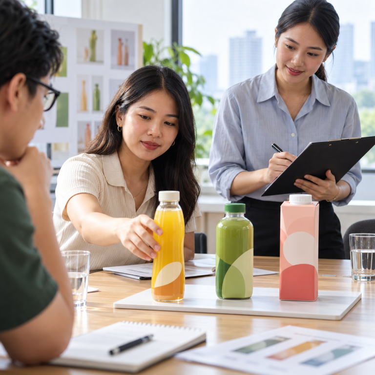 Người mua Việt Nam so sánh các mẫu bao bì đồ uống trong buổi nghiên cứu